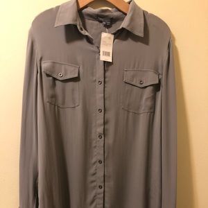 NWT Vince Large L Silk Button Up Blouse